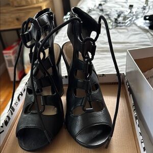 Black Lace-Up Heels